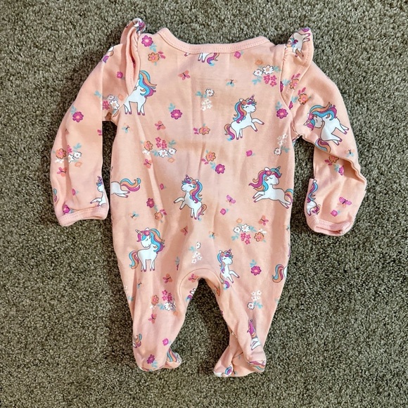 Newborn Baby Girl Sleep N Play Ultra Soft Unicorn Zip Footies EUC - Picture 6 of 7